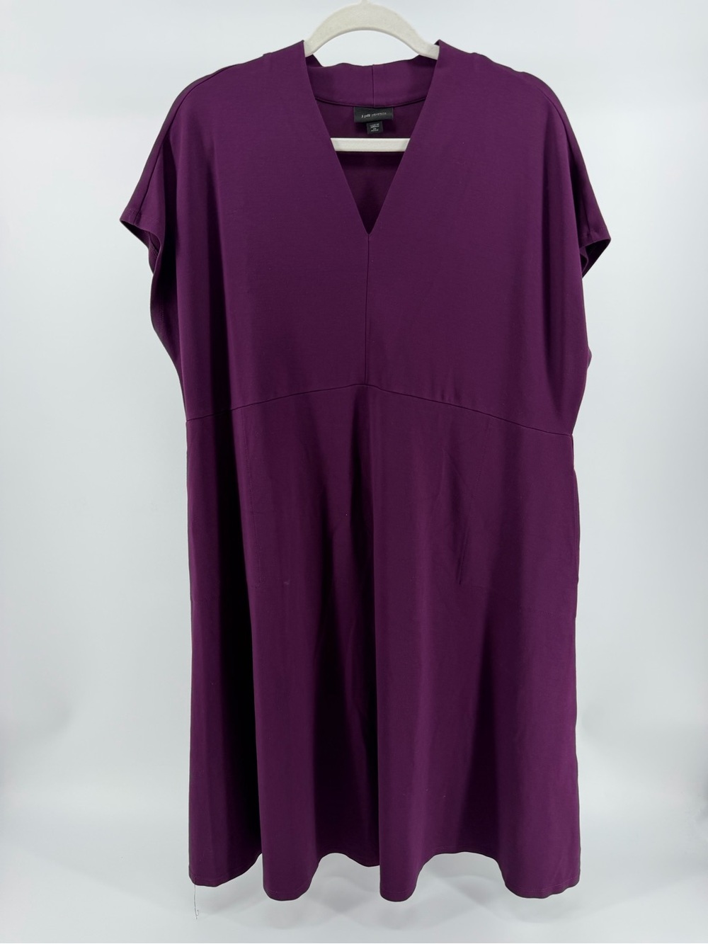 J. Jill Wearever Double Face Jersey Cap-Sleeve Dress in Claret Purple, XL Petite